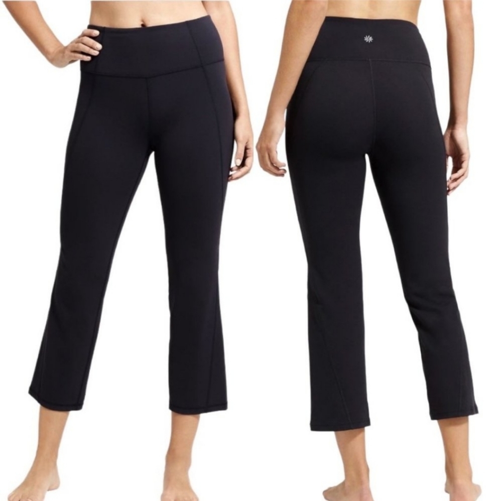 Athleta Salutation Kick Flare Cropped Yoga Pants Leggings Black Size XL